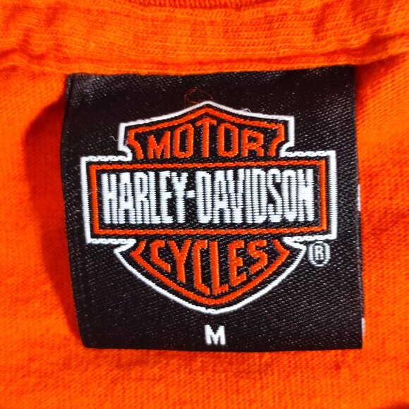 Harley-Davidson men's T-shirt size M orange double side decorated short sleeve - Picture 5 of 8